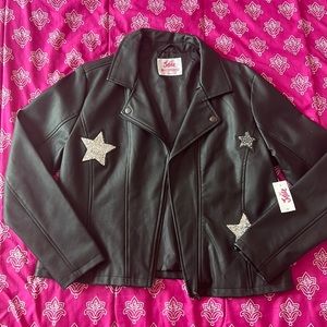 Justice 20PL silver star leather jacket